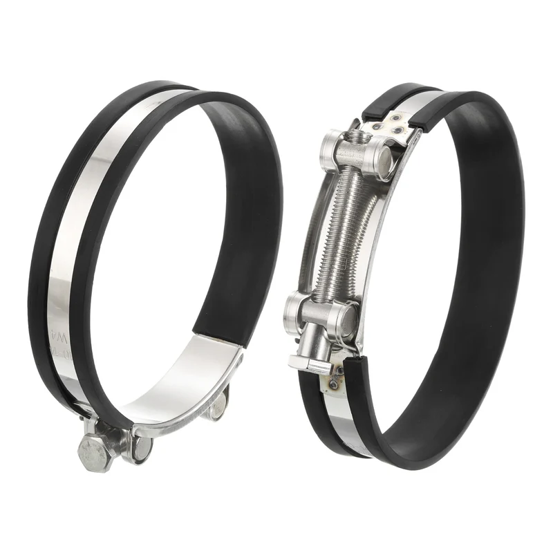 T-Bolt Hose Clamp 2Pcs 140-148mm Rubber Cushion Metal Intake Intercooler Clamps