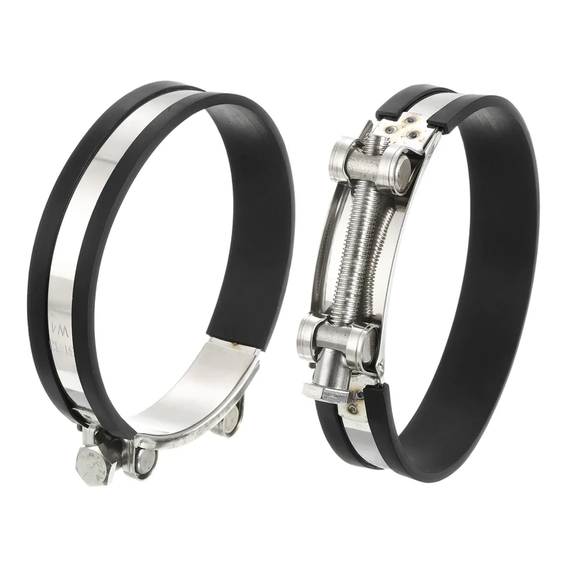 T-Bolt Hose Clamp 2Pcs 131-139mm Rubber Cushion Metal Intake Intercooler Clamps