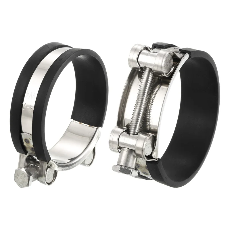 T-Bolt Hose Clamp 2Pcs 74-79mm Rubber Cushion Metal Intake Intercooler Clamps