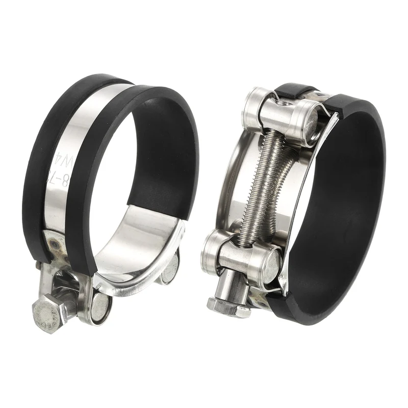T-Bolt Hose Clamp 2Pcs 68-73mm Rubber Cushion Metal Intake Intercooler Clamps