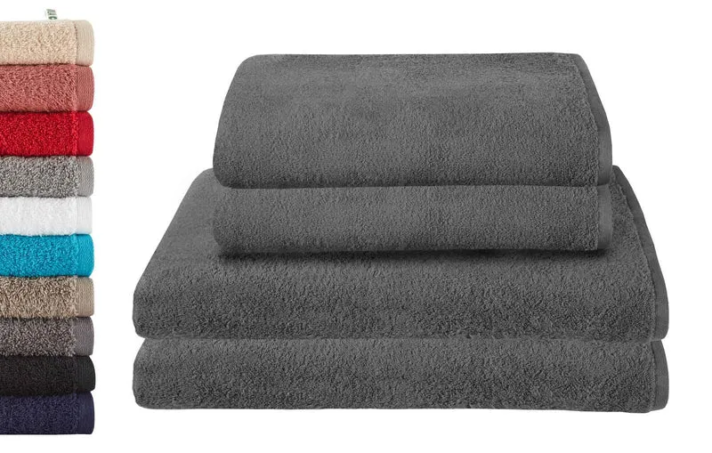 4er Set 2 Badetücher BxL 70x140 cm 2 Saunatücher 100x150 cm »Montreal« 100% Bio Baumwolle 500gr/m² Nachhaltig 2020103-4-4er