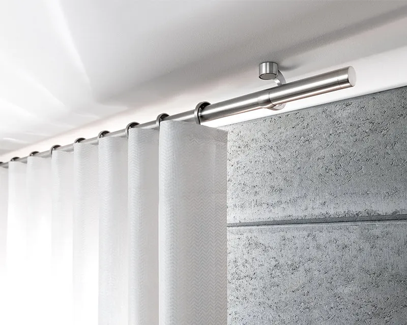 Interstil Matrix – 1-läufige moderne Edelstahl-Vorhangstange Ø 20 mm zur Deckenmontage