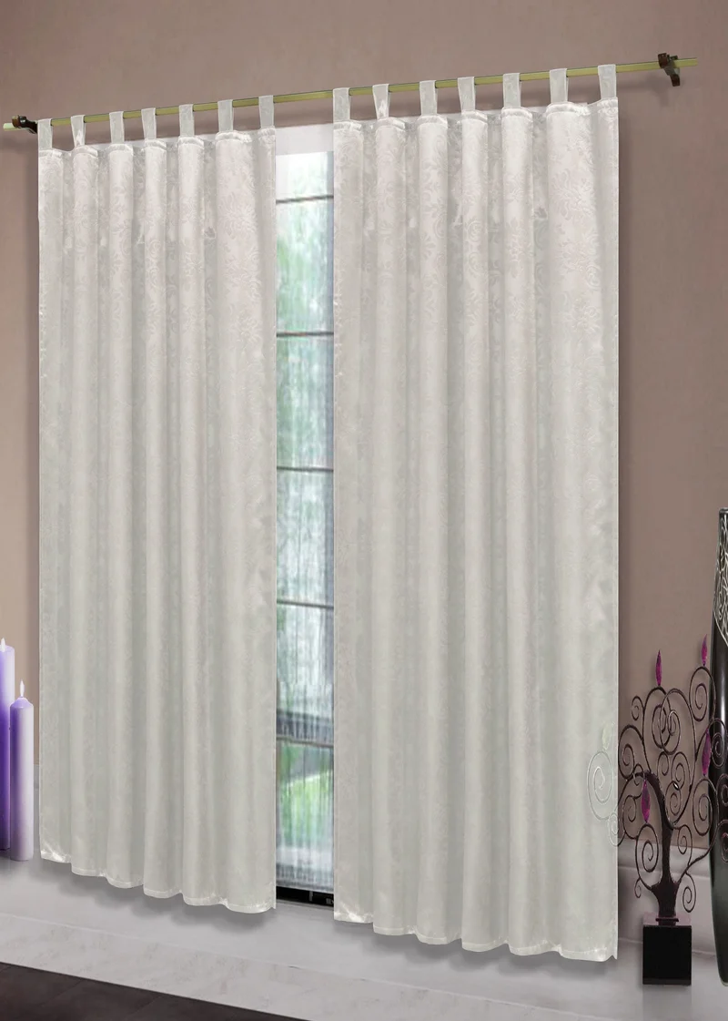 Satin Emboss / Reliefprägung bemustert Vorhang Gardine Barock -20380- Blickdicht zum Verdunkeln mit Schlaufen und eingenähtem Kräuselband, (Höhe x Breite in cm) 20380
