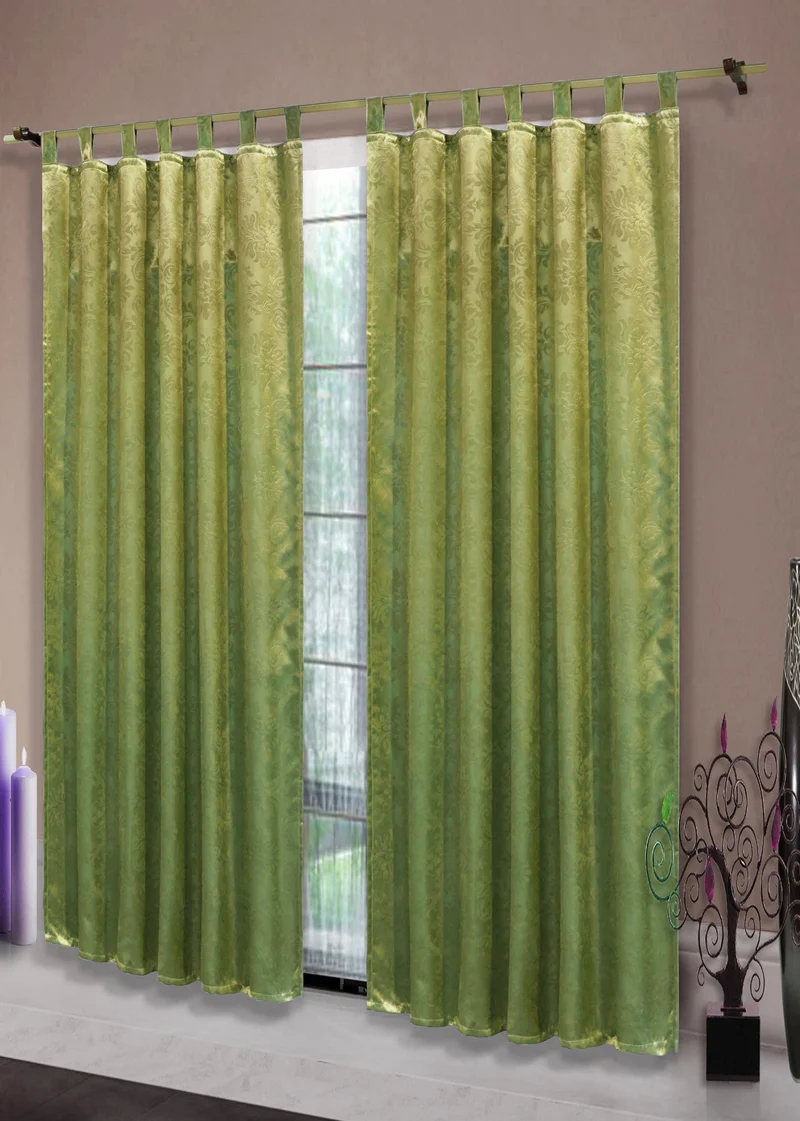 Satin Emboss / Reliefprägung bemustert Vorhang Gardine Barock -20380- Blickdicht zum Verdunkeln mit Schlaufen und eingenähtem Kräuselband, (Höhe x Breite in cm) 20380
