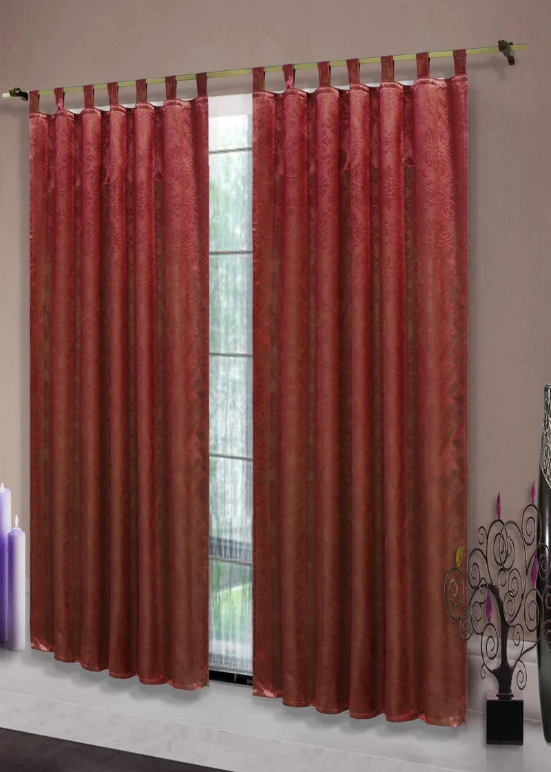 Satin Emboss / Reliefprägung bemustert Vorhang Gardine Barock -20380- Blickdicht zum Verdunkeln mit Schlaufen und eingenähtem Kräuselband, (Höhe x Breite in cm) 20380
