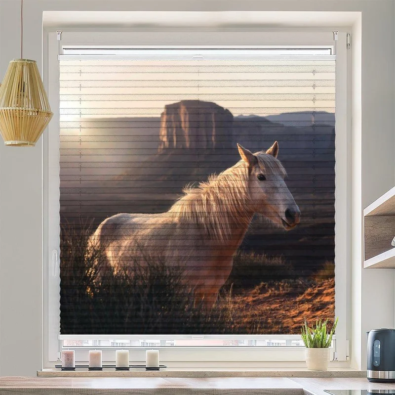 Wabenplissee Motiv "Wildpferd Arizona Wüste"