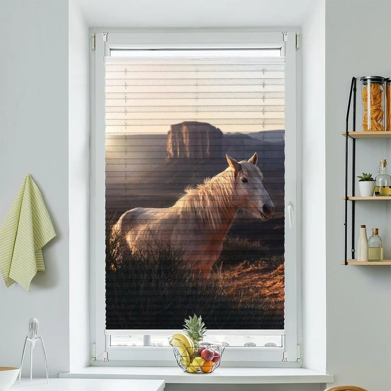 Wabenplissee Motiv "Wildpferd Arizona Wüste"