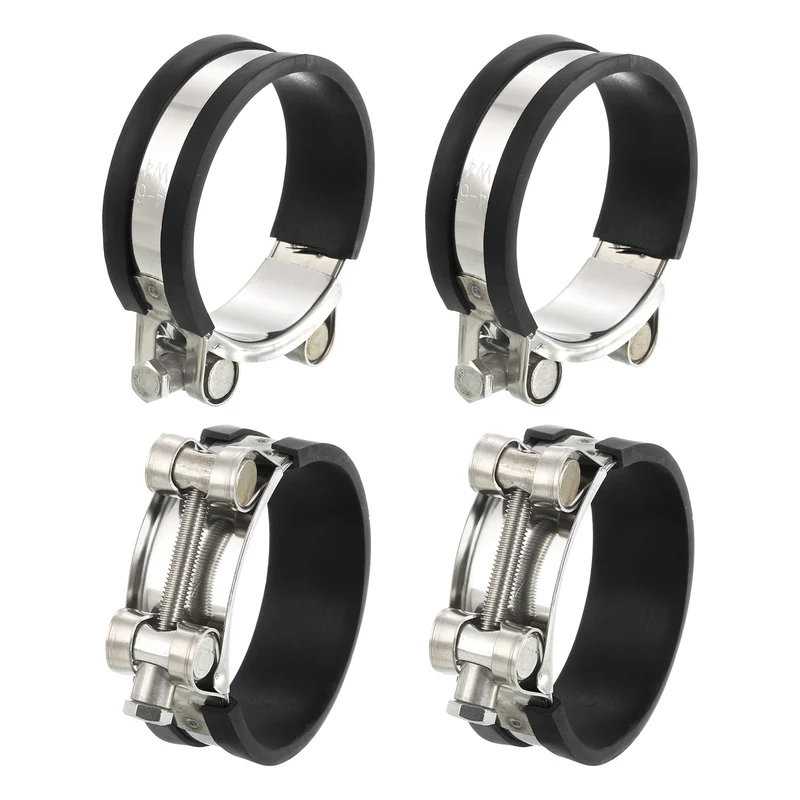 T-Bolt Hose Clamp 4Pcs 64-67mm Rubber Cushion Metal Intake Intercooler Clamps