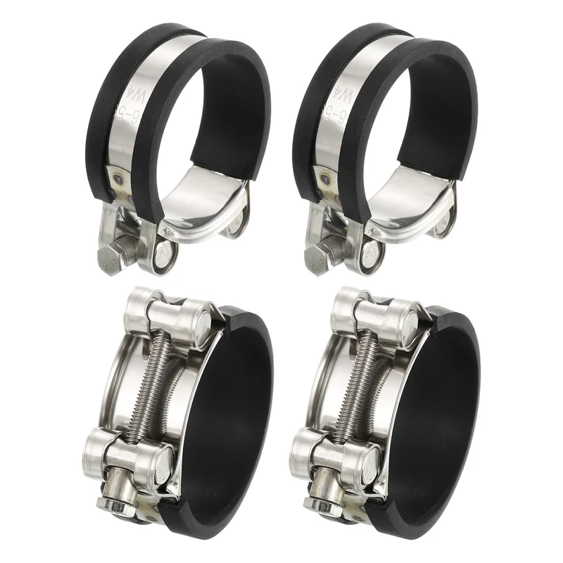 T-Bolt Hose Clamp 4Pcs 56-59mm Rubber Cushion Metal Intake Intercooler Clamps