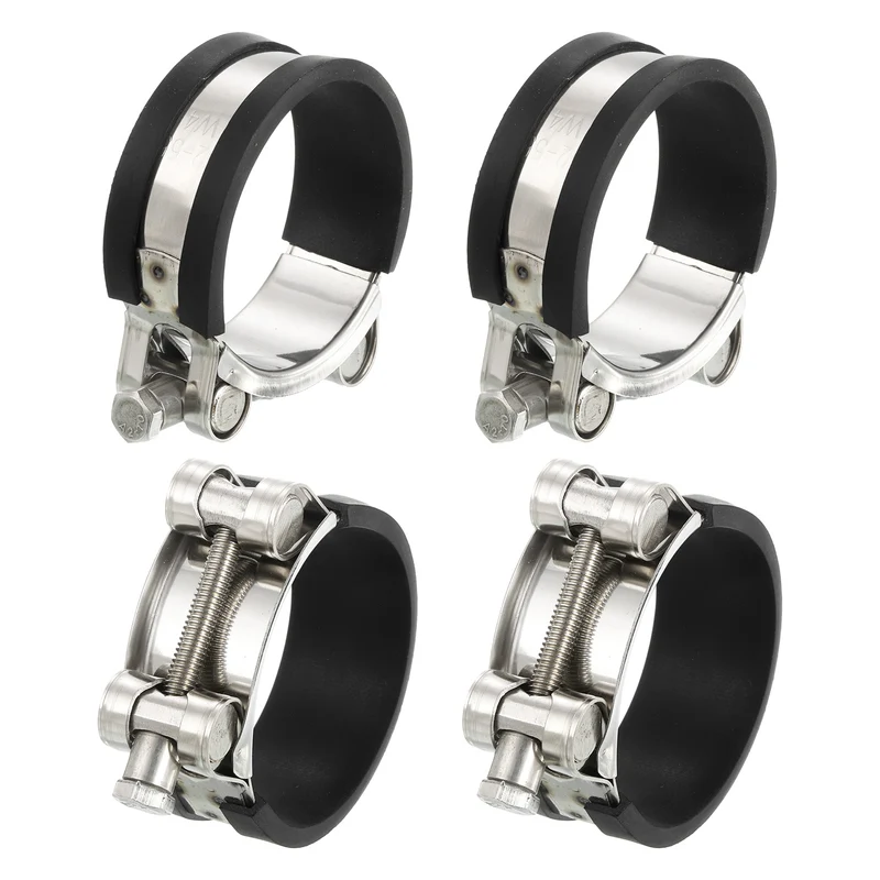 T-Bolt Hose Clamp 4Pcs 52-55mm Rubber Cushion Metal Intake Intercooler Clamps