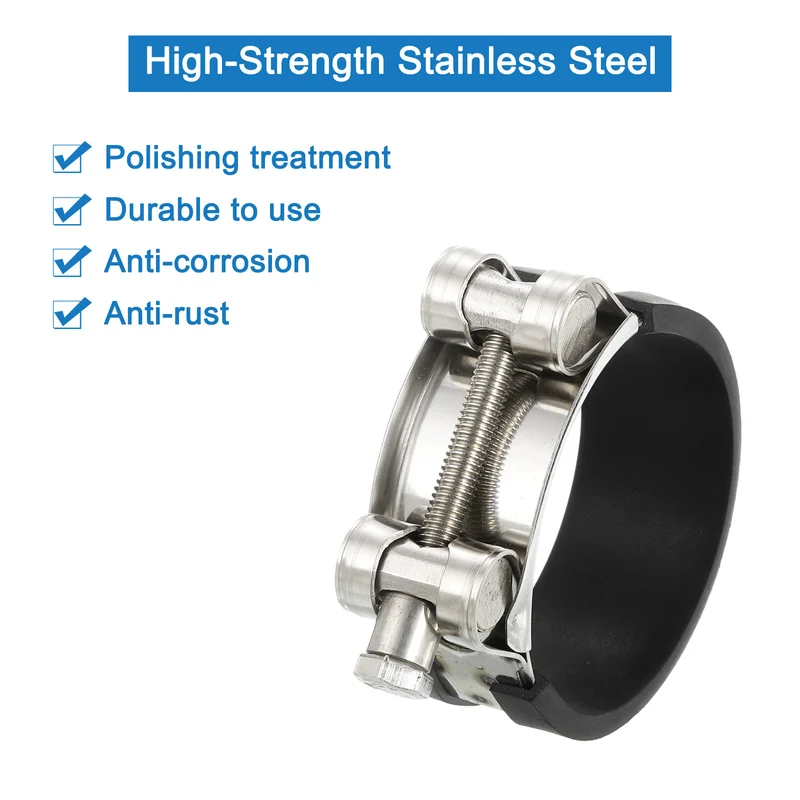 T-Bolt Hose Clamp 4Pcs 52-55mm Rubber Cushion Metal Intake Intercooler Clamps
