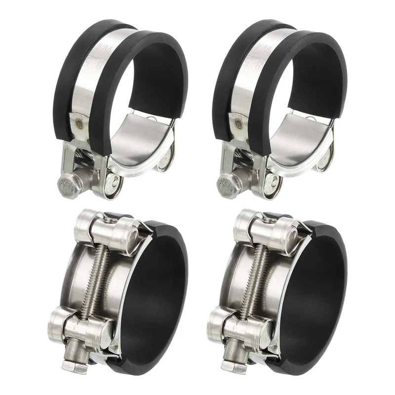 T-Bolt Hose Clamp 4Pcs 48-51mm Rubber Cushion Metal Intake Intercooler Clamps