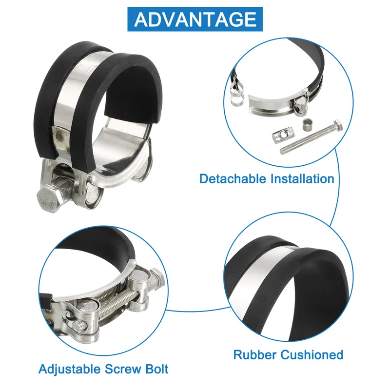 T-Bolt Hose Clamp 4Pcs 40-43mm Rubber Cushion Metal Intake Intercooler Clamps