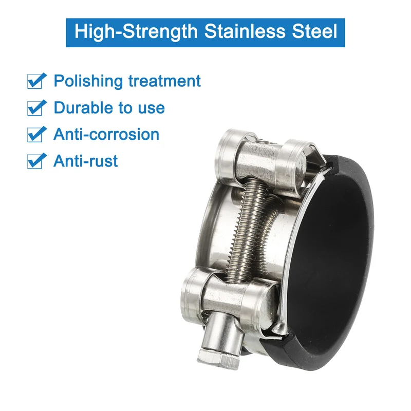 T-Bolt Hose Clamp 4Pcs 40-43mm Rubber Cushion Metal Intake Intercooler Clamps