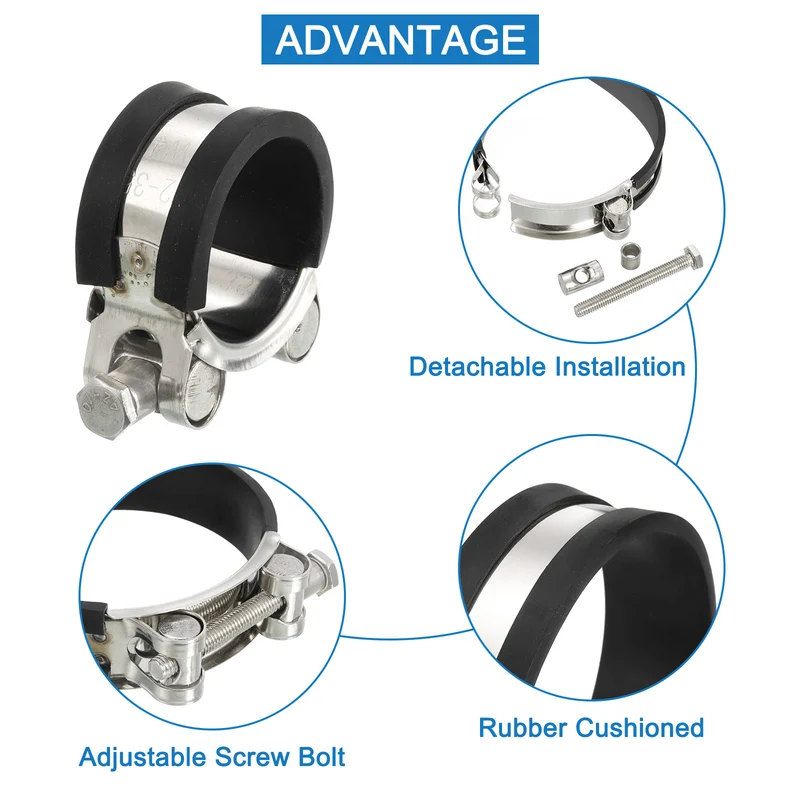 T-Bolt Hose Clamp 4Pcs 32-35mm Rubber Cushion Metal Intake Intercooler Clamps