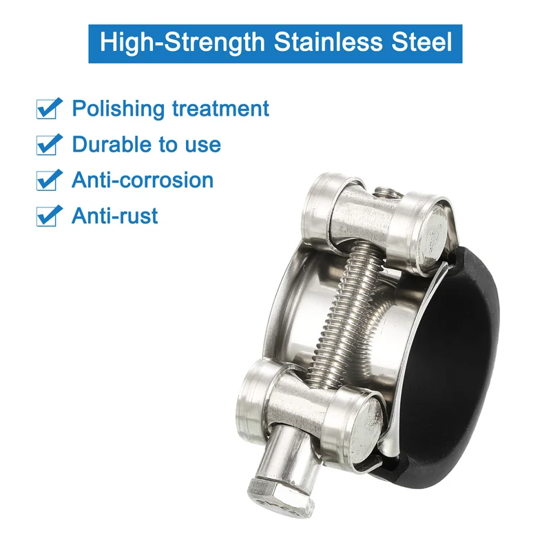 T-Bolt Hose Clamp 4Pcs 29-31mm Rubber Cushion Metal Intake Intercooler Clamps