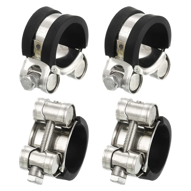 T-Bolt Hose Clamp 4Pcs 26-28mm Rubber Cushion Metal Intake Intercooler Clamps