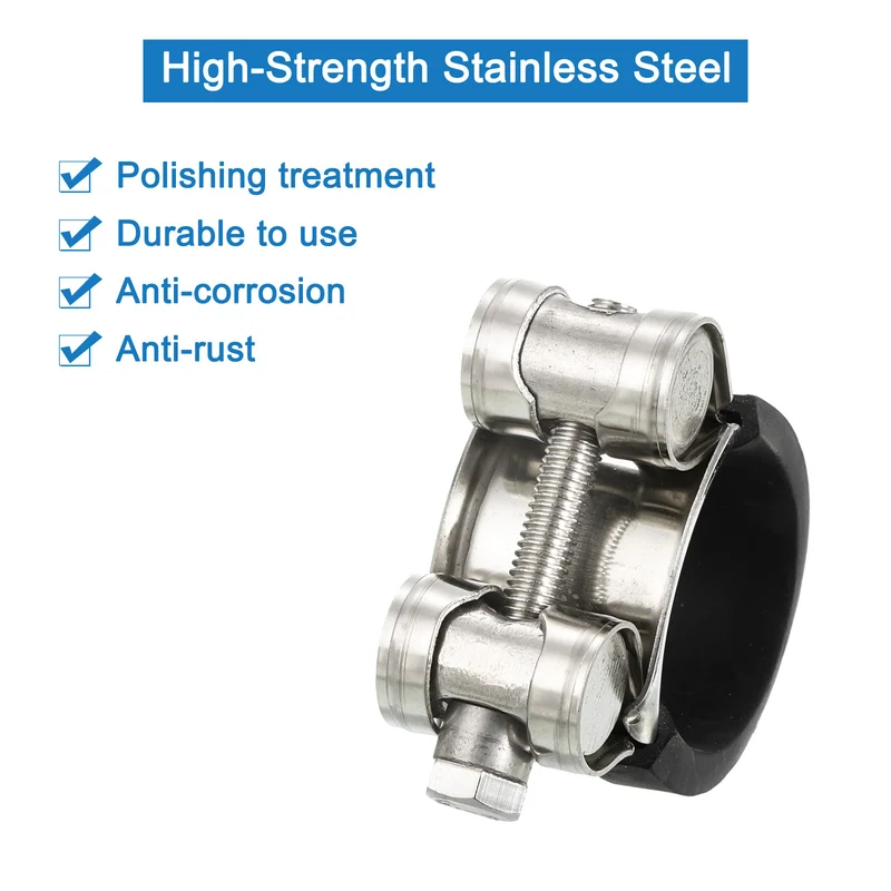 T-Bolt Hose Clamp 4Pcs 26-28mm Rubber Cushion Metal Intake Intercooler Clamps