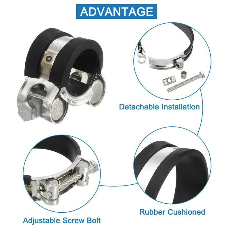 T-Bolt Hose Clamp 4Pcs 17-19mm Rubber Cushion Metal Intake Intercooler Clamps