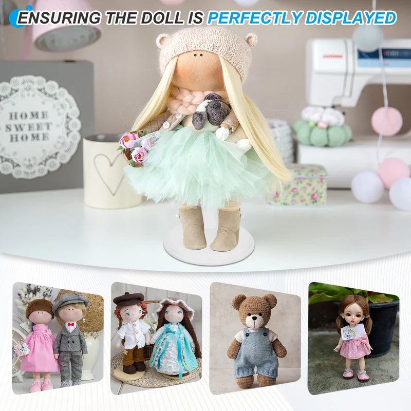 Fits 24 Inch Doll Adjustable Doll Stand Waist 1.8" - 2.6"(White, 3pcs)