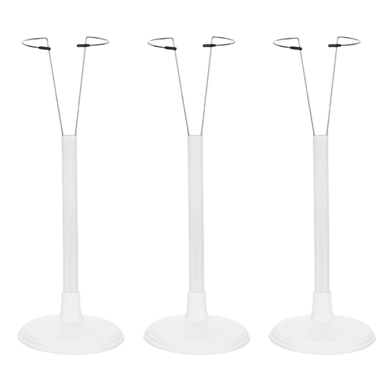 Fits 14 Inch Doll Adjustable Doll Stand Waist 2" - 2.2"(White, 3pcs)