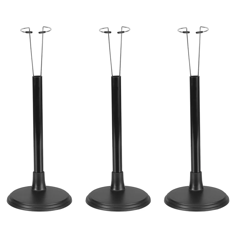 Fits Doll Adjustable Doll Stand Waist 1.2" - 2"(Black, 3pcs)