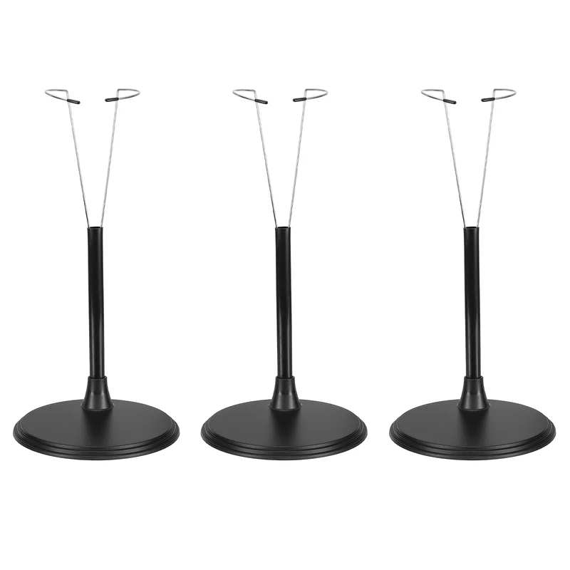 Fits 16 Inch Plush Doll Adjustable Stand Waist 1.8" - 2.4"(Black, 3pcs)