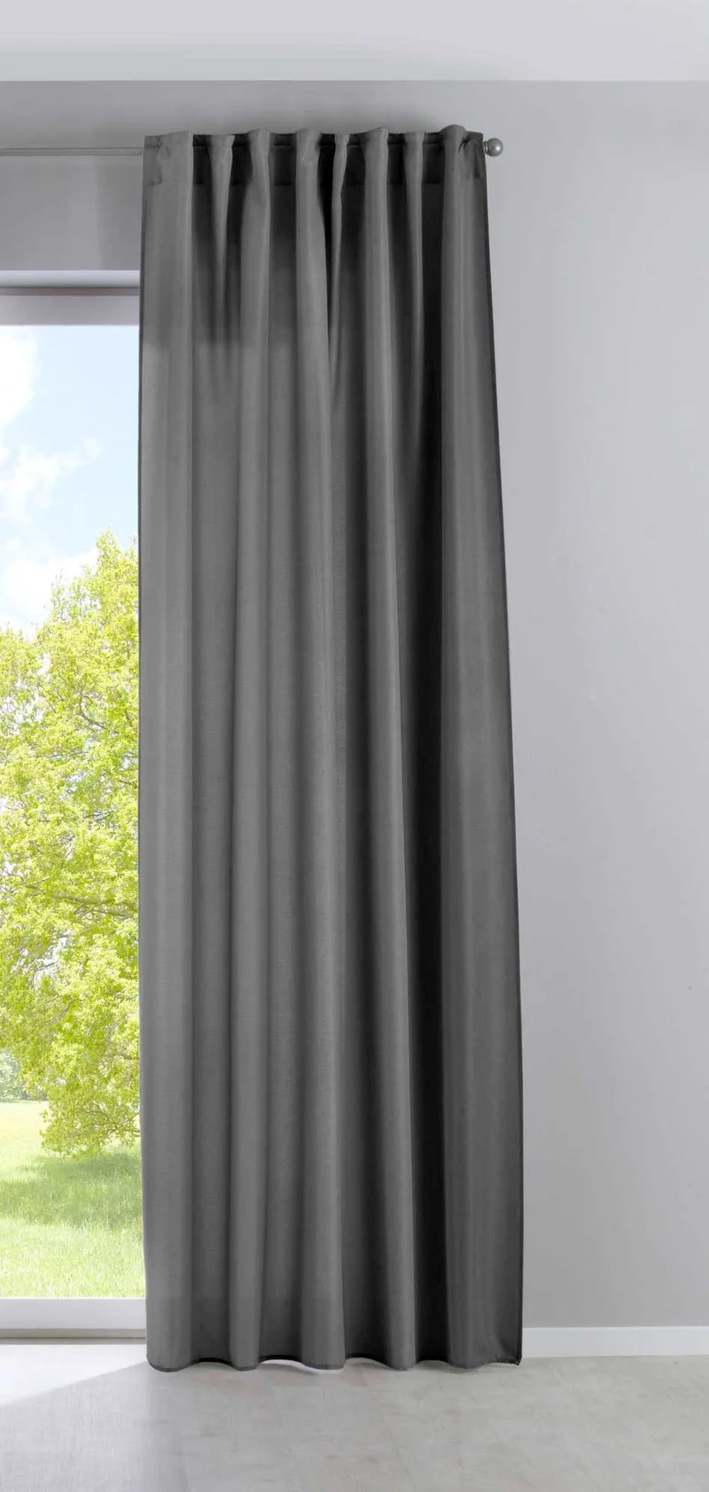 2er Set Vorhänge Verdeckte Schlaufen Cationic »JENA« Blickdicht Leinen Optik Gardinen Meliert Gardinenband mit Raffhalter 2019037-2
