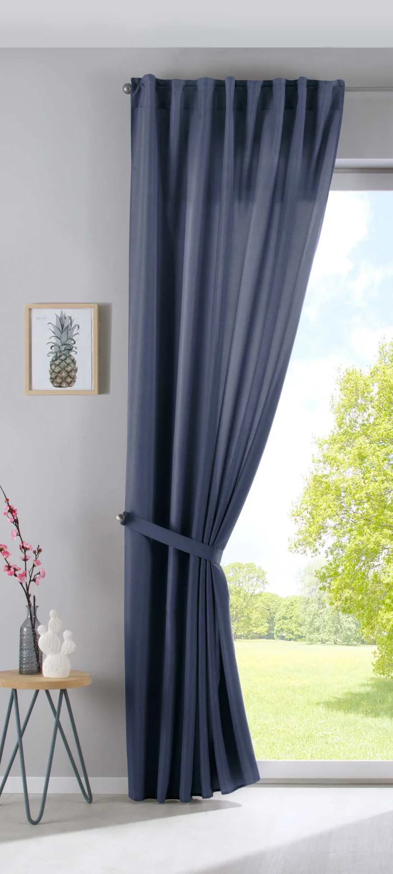 2er Set Vorhänge Verdeckte Schlaufen Cationic »JENA« Blickdicht Leinen Optik Gardinen Meliert Gardinenband mit Raffhalter 2019037-2