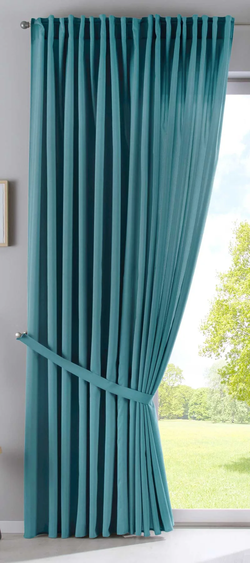 2er Set Vorhänge Verdeckte Schlaufen Cationic »JENA« Blickdicht Leinen Optik Gardinen Meliert Gardinenband mit Raffhalter 2019037-2