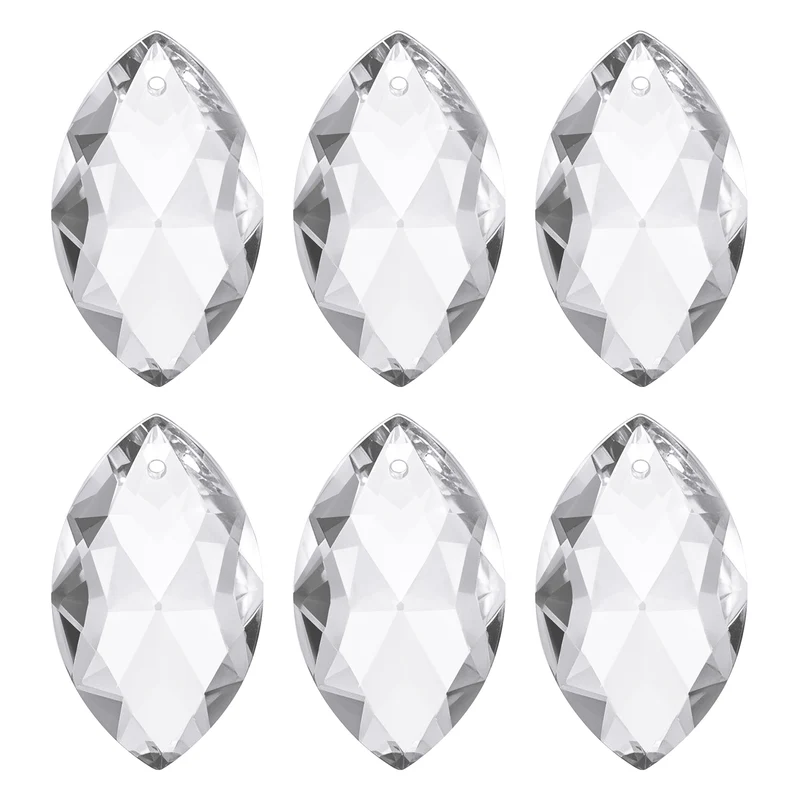 K9 Crystal Pendants Oval Beads, 6 Pack 38mm, Clear
