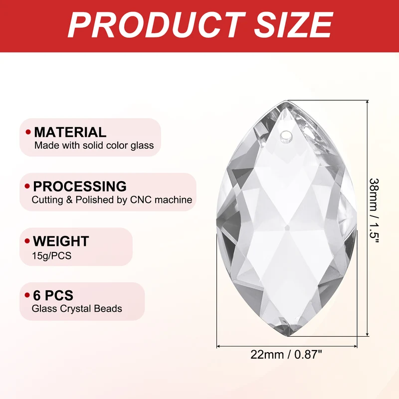 K9 Crystal Pendants Oval Beads, 6 Pack 38mm, Clear