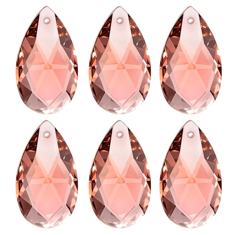 K9 Crystal Pendants Teardrop Beads, 6 Pack 38mm Chandelier, Light Red