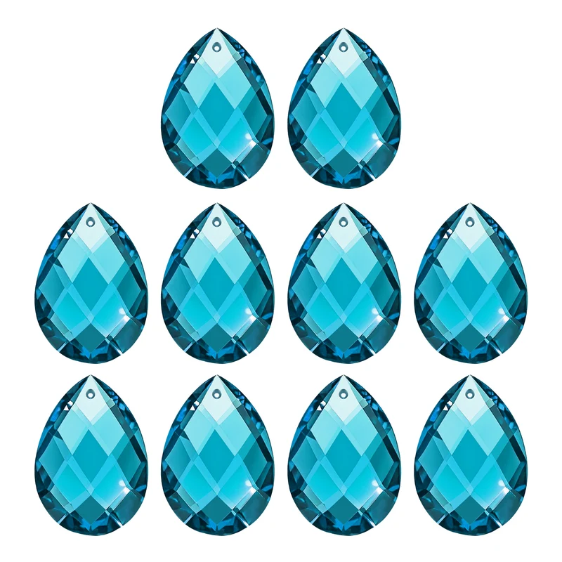 K9 Teardrop Beads, 10 Pack 38mm Grid Beads, Blue