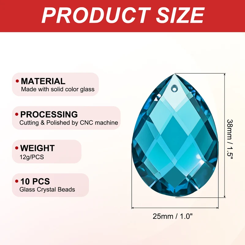 K9 Teardrop Beads, 10 Pack 38mm Grid Beads, Blue
