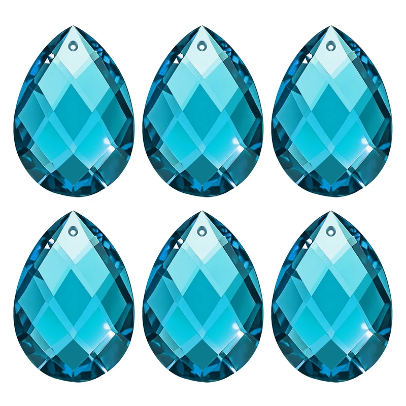 K9 Teardrop Beads, 6 Pack 38mm Grid Beads, Blue