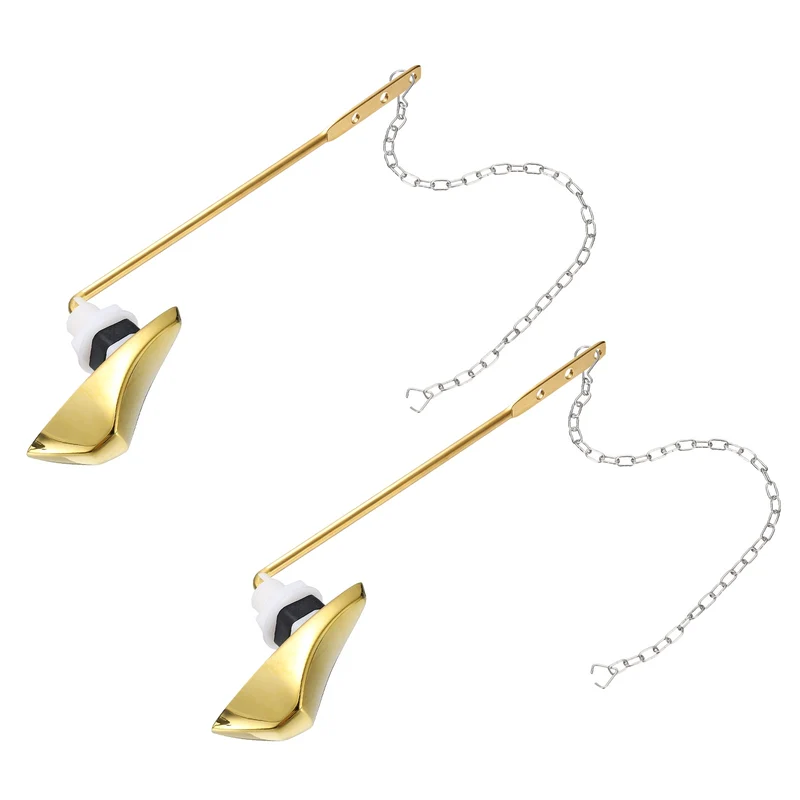 2Pcs Toilet Handle Replacement Kit Front Mount, 205mm Lever, Gold