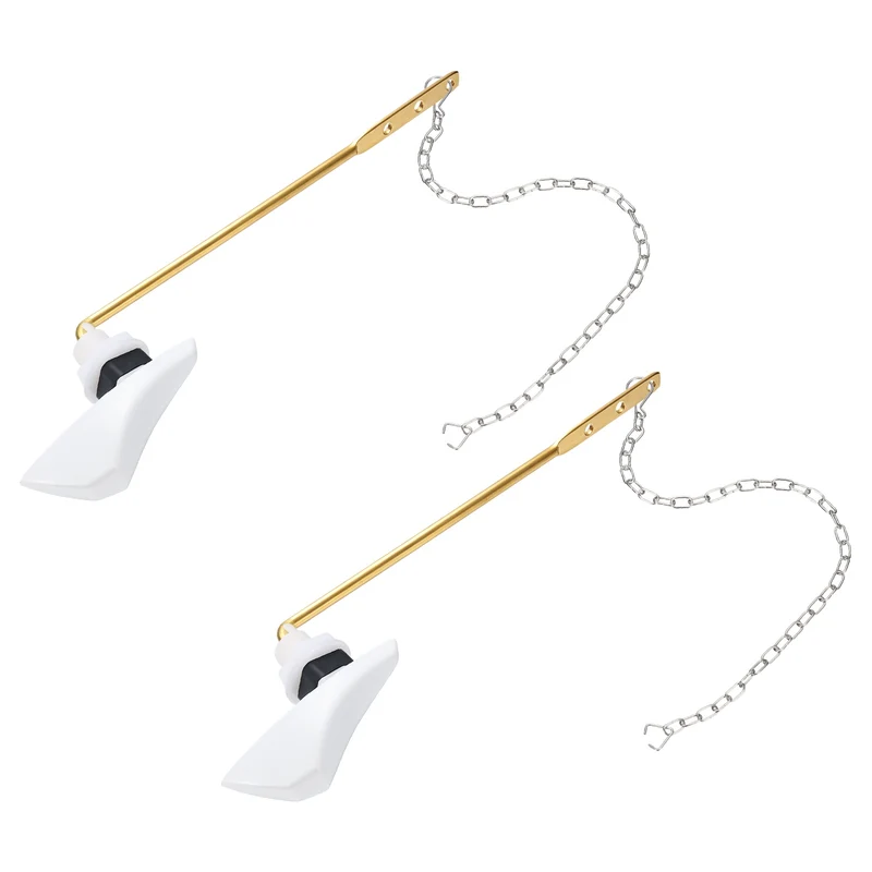 2Pcs Toilet Handle Replacement Kit Front Mount, 205mm Lever, White