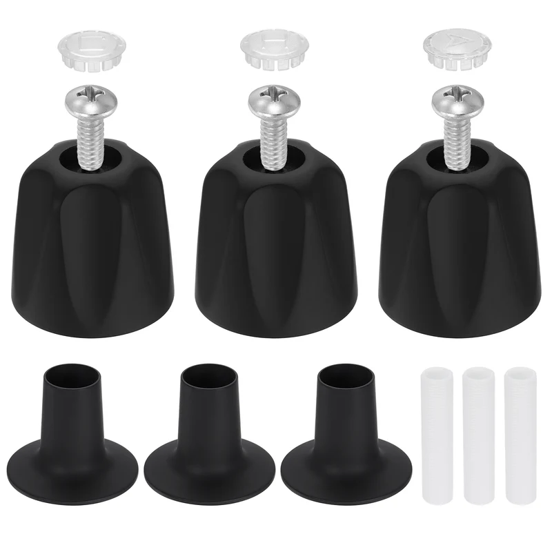 1 Set Bathtub Faucet Handle 2.36"x2" Black Zinc Alloy with Screw
