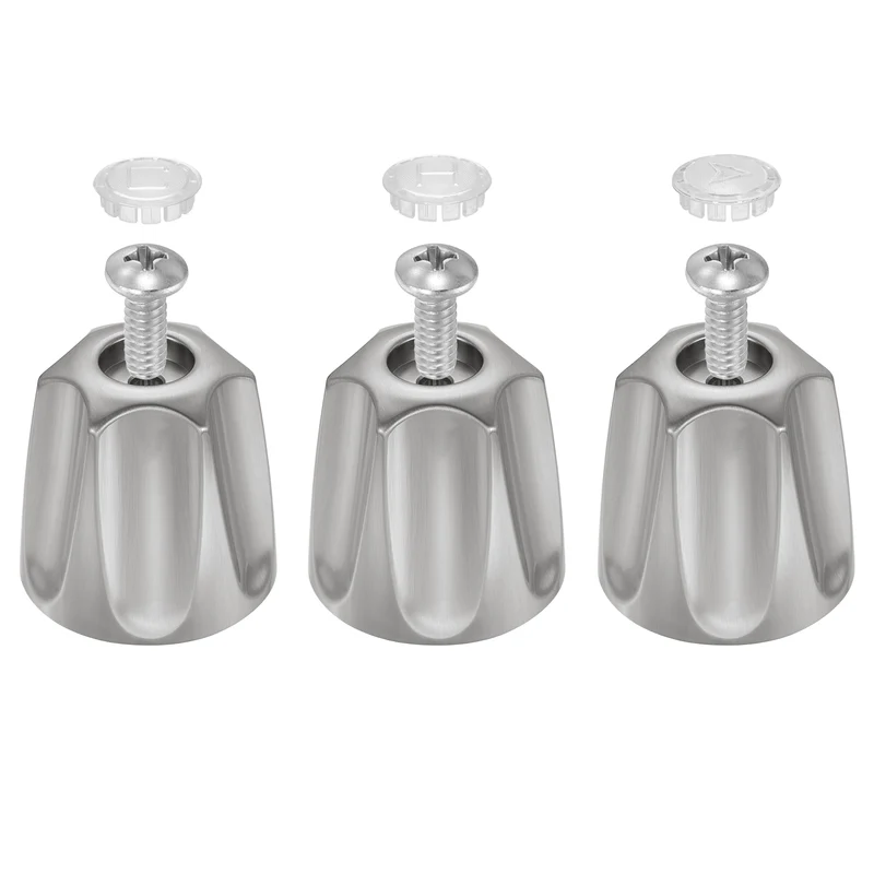 1 Set Bathtub Faucet Handle 2.36"x2" Silver Zinc Alloy Brushed Finish