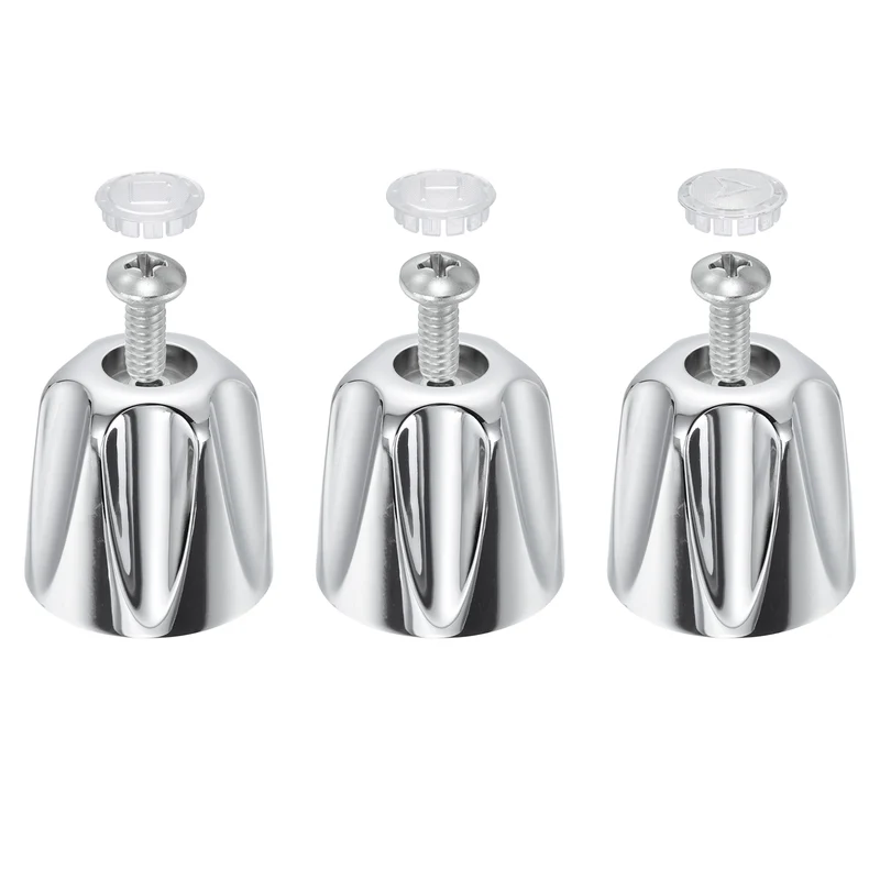 1 Set Bathtub Faucet Handle 2.36"x2" Silver Zinc Alloy