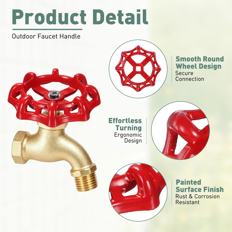 2 Set Outdoor Faucet Handle, 11x11mm Spigot Handle, Red