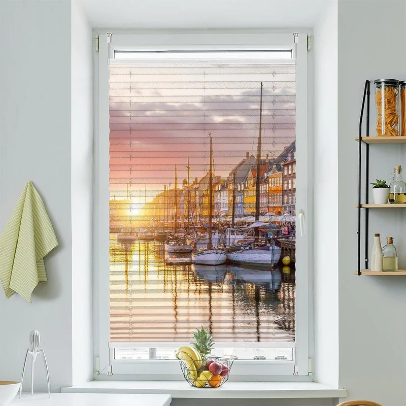 Wabenplissee Motiv "Nyhavn Kopenhagen Alter Hafen Daenemark"