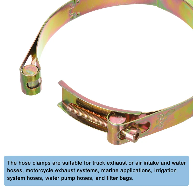 2Pcs T-Bolt Hose Clamps, 170-180mm/6.69"-7.09" ID Range, Carbon Steel