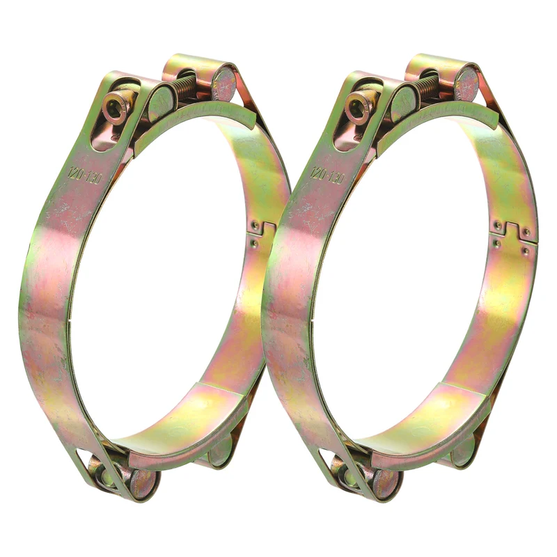 2Pcs T-Bolt Hose Clamps, 120-130mm/4.72"-5.12" ID Range, Carbon Steel
