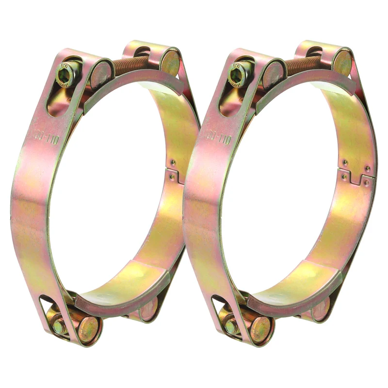 2Pcs T-Bolt Hose Clamps, 100-110mm/3.94"-4.33" ID Range, Carbon Steel