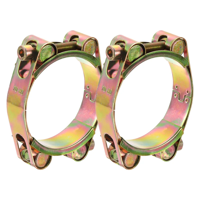 2Pcs T-Bolt Hose Clamps, 70-80mm/2.76"-3.15" ID Range, Carbon Steel