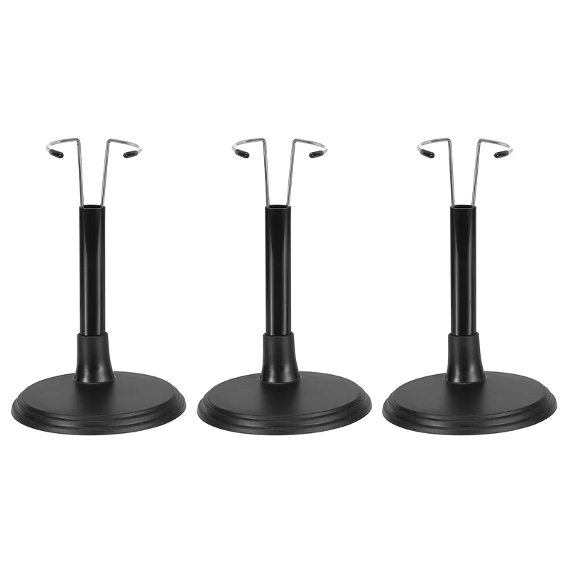 Fits 8 Inch Plush Doll Adjustable Stand Waist 1.6" - 2"(Black, 3pcs)