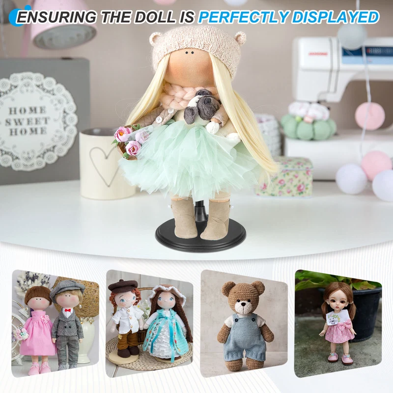 Fits 18 Inch Doll Adjustable Doll Stand Waist 2" - 2.4"(Black, 3pcs)
