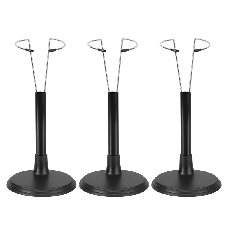 Fits 10 Inch Doll Adjustable Doll Stand Waist 1.8" - 2.6"(Black, 3pcs)